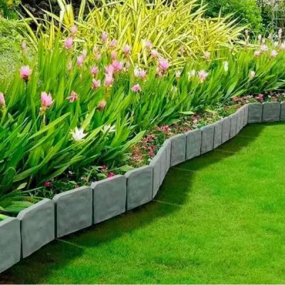 Bordură de grădină cu aspect de piatră (10 buc.) | MINIFENCE