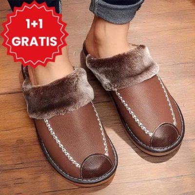 Papuci de casă termo din piele | NOBLEFEET 1+1 GRATUIT